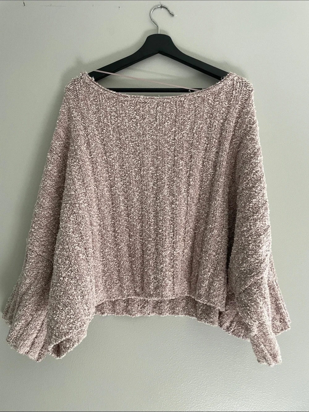 Free People Bouclé Scoop Neck Sweater - Mauve and Cream
